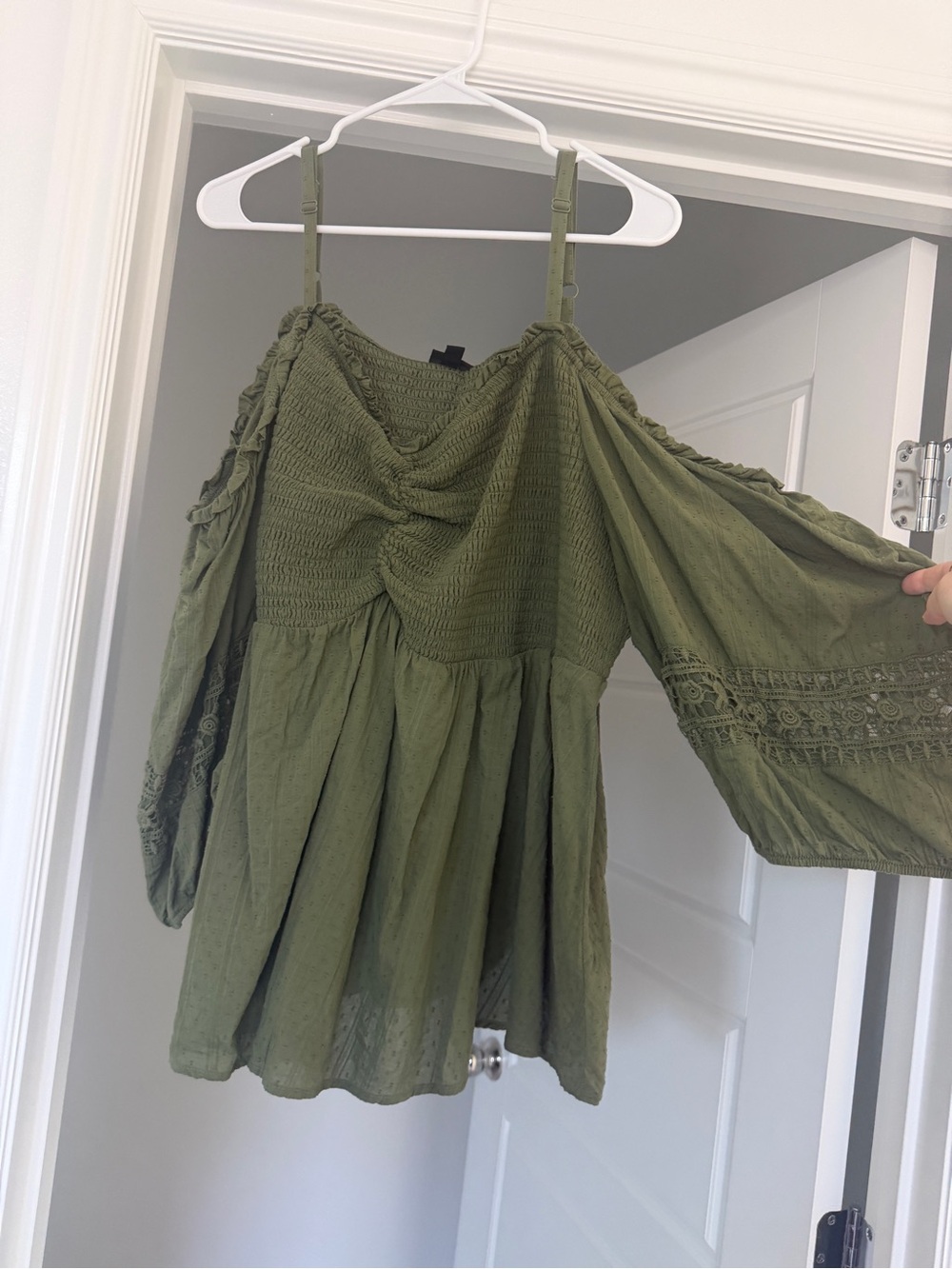 Olive Off-Shoulder Smocked Peasant Top torrid size 5